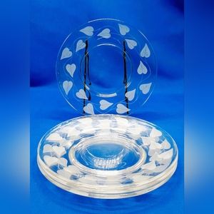 Vintage Princess House 8 Inch Plates with Etched Leaves Around the Rim- set of 4